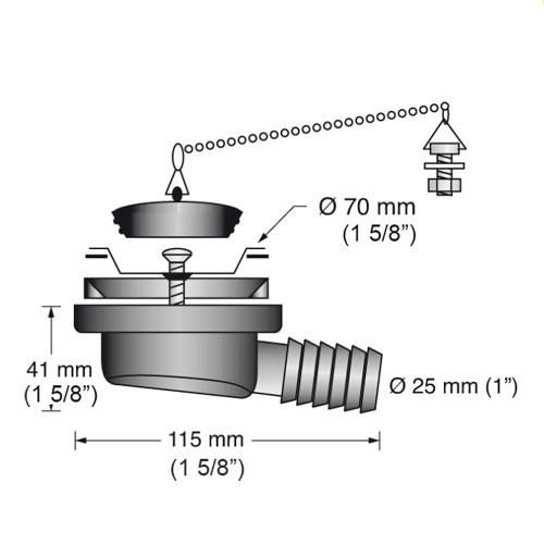 Scandvik - Low Profile Drain Stopper - 1" Outlet