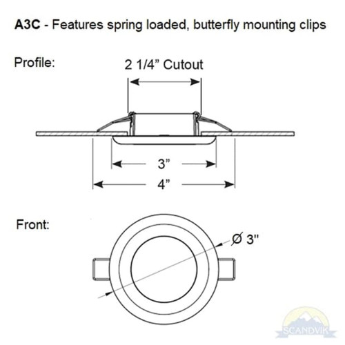 Scandvik - A3C Downlight Kit - Cool White w/ SS, White, & Black Trim Rings