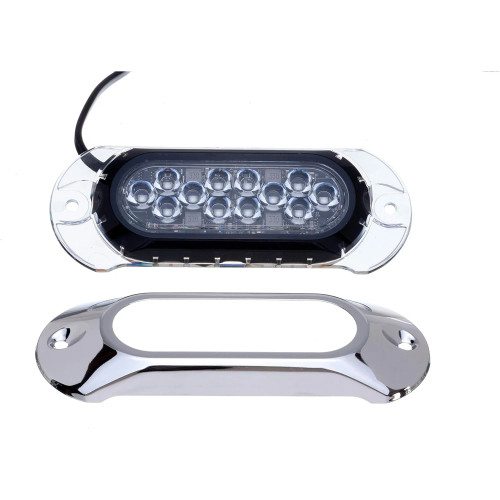 Attwood Marine Light Armor Surface-Mount Underwater LED Light, 12 LEDs, 12/24V DC, 6 in, Sapphire Blue Light - Apollo Lighting