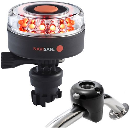 Navisafe - Navilight 360° - Red, 2NM, w/Navimount Base & Rail Mount, Black
