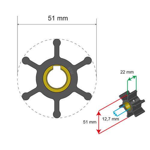 Albin Pump Marine - Premium Impeller - 6 Blade