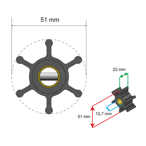 Albin Pump Marine - Premium Impeller - 6 Blade
