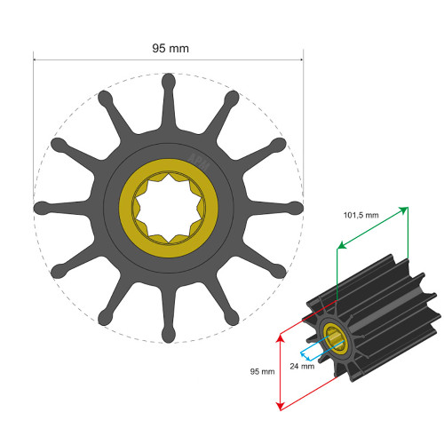 Albin Pump Marine - Premium Impeller - 12 Blade