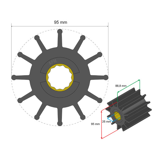 Albin Pump Marine - Premium Impeller - 12 Blade