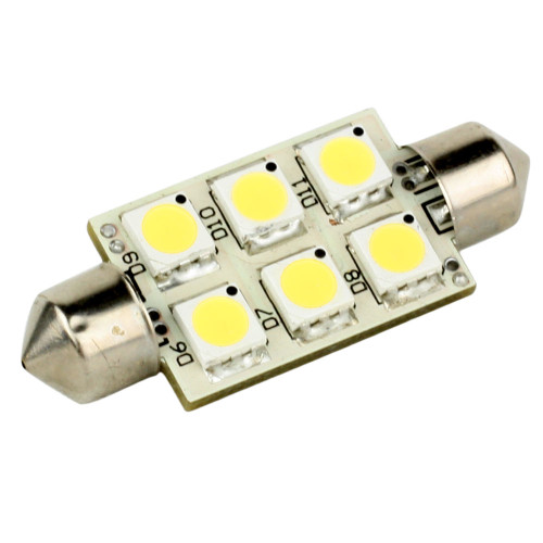 Lunasea - LED Replacement Bulb - 6 LED, Festoon, 10-30VDC, 1.5W, 97 Lumens, Warm White