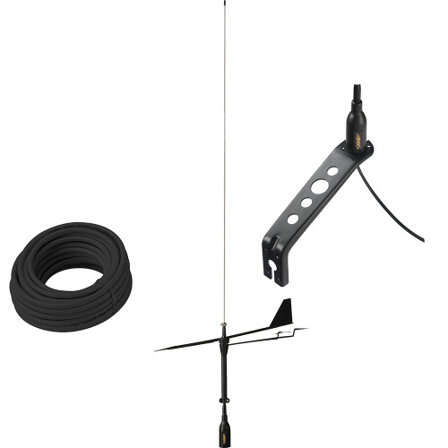 Glomex Marine Antennas - Black Swan VHF Antenna - With Wind Indicator, 66' Coax Cable