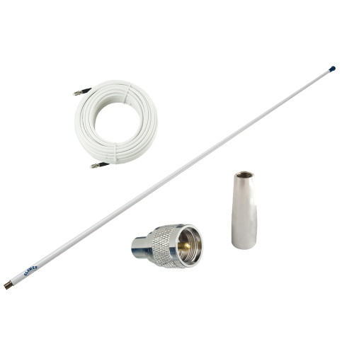 Glomex Marine Antennas - Glomeasy VHF Antenna 3dB - With FME Termination, 6M Coaxial Cable, RA300 Adapter, PL259 Connector