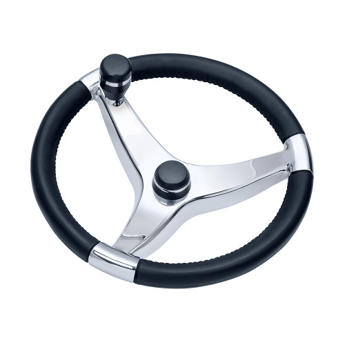 Schmitt Marine - Evo Pro Steering Wheel - Cast Stainless Steel, with Control Knob
