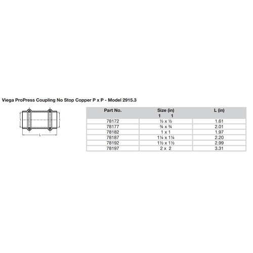 Viega - ProPress Copper Coupling - Without Stop