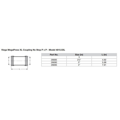 Viega - MegaPress Carbon Steel Coupling - Without Stop