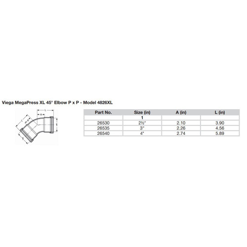Viega - MegaPress 45" Carbon Steel Elbow - With FKM