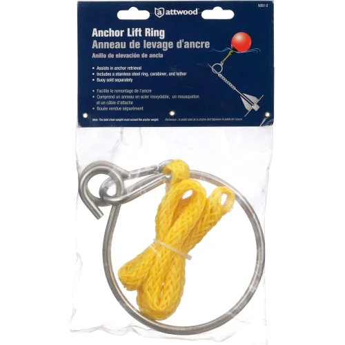 Attwood Marine Anchor Ring & Rope, Up to 80 lb, For 10 ft+ Chain