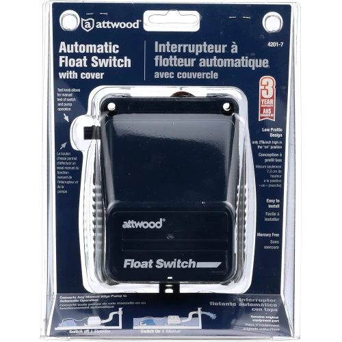 Attwood Marine Automatic Bilge Pump Float Switch, 12V/24V, With Cover
