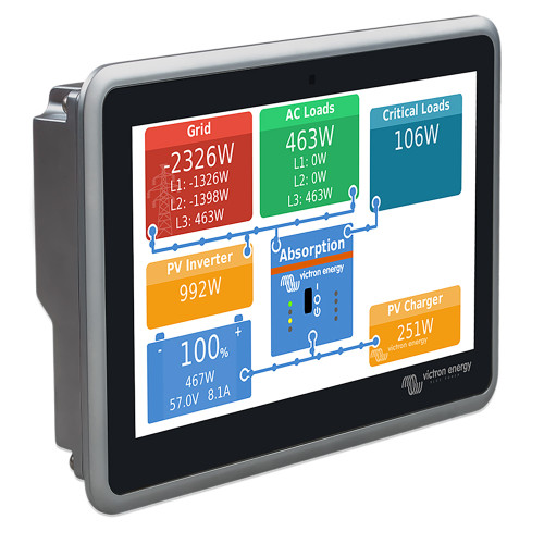 Victron Energy Ekrano GX Monitoring and Control Display, 7 in Touchscreen, Flush Mount