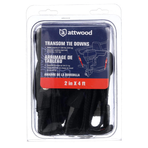 Attwood Marine Quick-Release Transom Tie-Down Straps, 2 in x 4 ft, Pair - Apollo Lighting