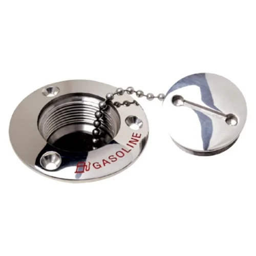 Attwood Marine Deck Fill Replacement Cap and Chain, For 66406, 66407, 66408, 66408C1, 1-3/4 in Cap, 3 in Flange