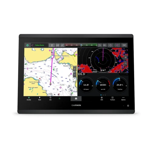 Garmin GPSMAP 1643 GN+ Chartplotter, Non-Sonar, 16 in HD IPS Touchscreen, Garmin Navionics+ Charts, NMEA 2000, IPX7