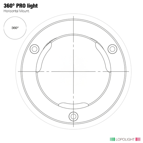 Lopolight 360 Degree White LED Navigation Light, For Vessels Over 50m, 3NM, Ice-Class, Built-In De-Icing, 20-32VDC, IP68, Horizontal Mount