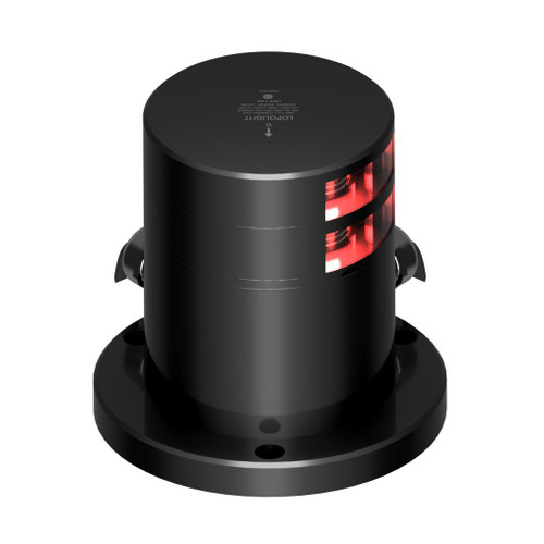 Lopolight PRO Double Port Sidelight, 3NM, Built-In De-Icing, IP68, 20-32VDC, Horizontal Mount, Black Hard Coat Anodized - Apollo Lighting