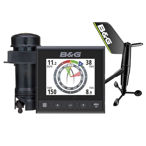 B&G Triton 2 Speed/Depth/Wind System Pack, WS310 Wired Wind Sensor, DST810 Depth/Speed/Temp Transducer, NMEA 2000 Starter Kit, 4.1in Color Display, 20m Mast Cable