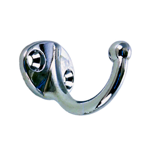 Perko Utility Hook, Chrome-Plated Zinc Alloy, 1-3/8 in Projection, 1-1/8 in Base Width