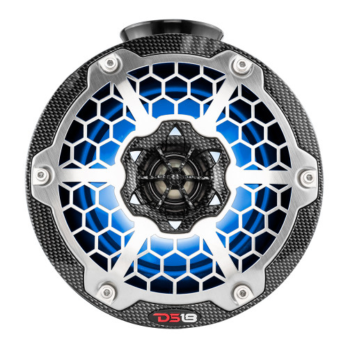 DS18 - HYDRO 6.5" Compact Wakeboard Pod Tower Speaker - With RGB LED Lights, 375W, Black Carbon Fiber