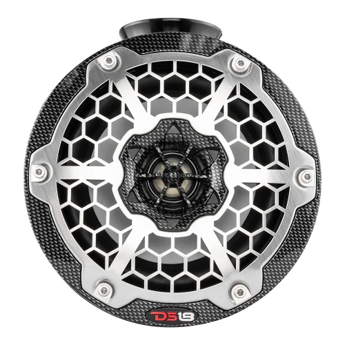DS18 - HYDRO 6.5" Compact Wakeboard Pod Tower Speaker - With RGB LED Lights, 375W, Black Carbon Fiber