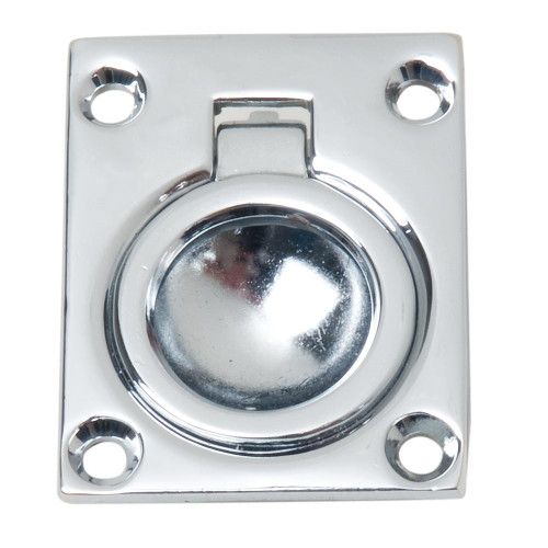 Perko Flush Ring Pull, Chrome-Plated Zinc Alloy, 1-3/4 in x 1-3/8 in, #6 Screw Size