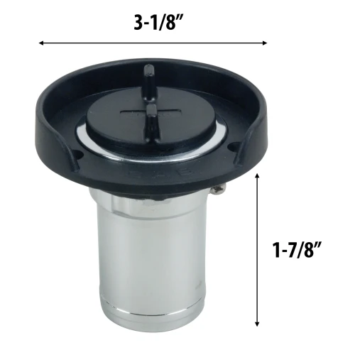 Perko Gas Fill, 1-1/2 in Hose, Chrome-Plated Zinc Alloy, Black Polymer Flange
