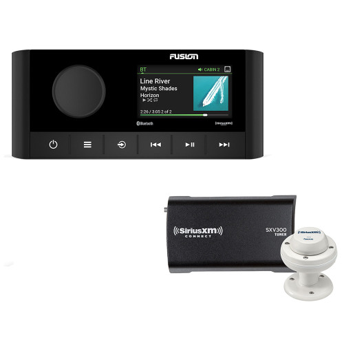 Fusion - 2-Zone USB Stereo - with SiriusXM SXV300 Connect Tuner & Marine/RV Antenna - Apollo Lighting