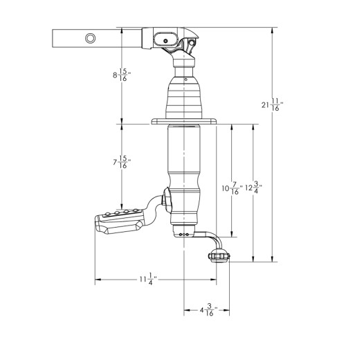 TACO Marine Grand Slam 380XL Outrigger Mount, For Hard Tops up to 4-1/2 in Thick, Offset Handle, SS316, Anodized Aluminum, 12 Locking Positions, Pair - Apollo Lighting