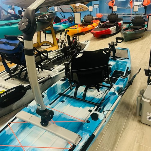 TACO Marine ShadeFin Mini Kayak Mount, For Sit-on-Top Kayaks, YakAttack GearTrac Compatible, 26.75 in Adjustable Base, Powder-Coated Aluminum, Misty Silver Finish