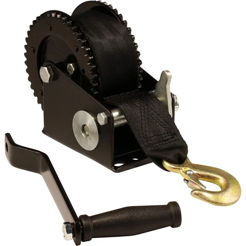 Attwood Marine Boat Trailer Winch, 2 in x 20 ft Nylon Strap, 4.1:1 Gear Ratio, 3-Position Pawl