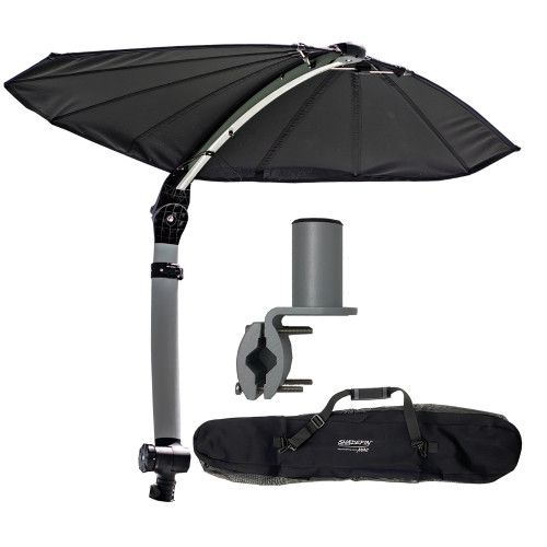 TACO Marine ShadeFin Mini Boat Shade Kit, Round Rail Mount, 60 in x 38 in Coverage, 36-52 in Height, UPF 50+