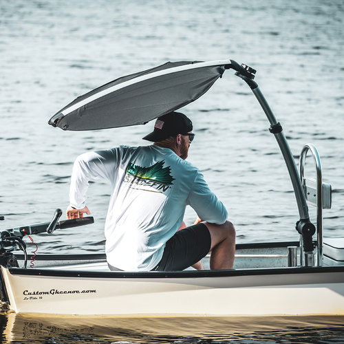 TACO Marine ShadeFin Mini Boat Shade Kit, Round Rail Mount, 60 in x 38 in Coverage, 36-52 in Height, UPF 50+