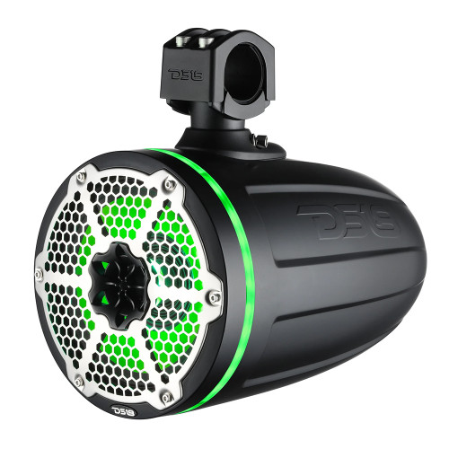 DS18 - 8" Neodymium Marine Towers - With Built-in Passive Radiator, 1" Driver RGB LED Light, Black