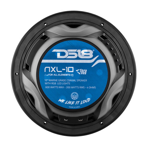 DS18 - HYDRO 10" 2-Way Marine Speakers - With Bullet Tweeter Integrated RGB LED Lights