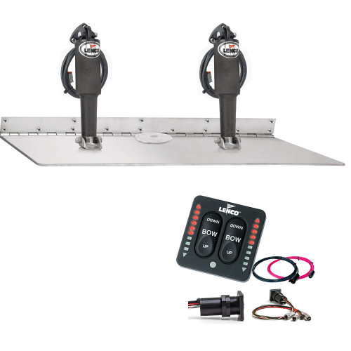 Lenco Marine - Dual Actuator Super Strong Trim Tab Kit - With LED Indicator Switch Kit, 16" x 24", 12V