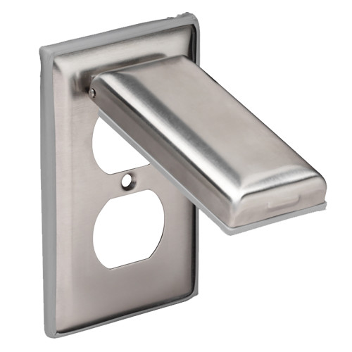 Marinco - Stainless Steel Cover - For Duplex Receptacle, with Lift Lid