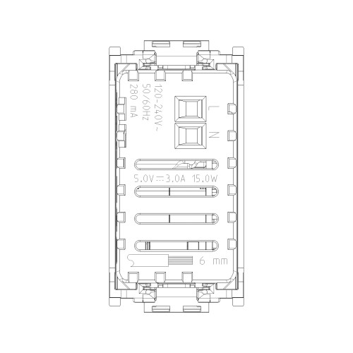Vimar Idea Series USB Supply Unit, 5V, 120-240V, 1 Module - Apollo Lighting