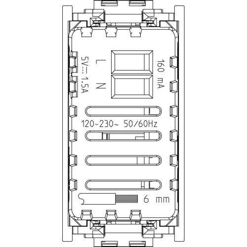 Vimar Idea Series USB Supply Unit, 5V, 120-240V, 1 Module