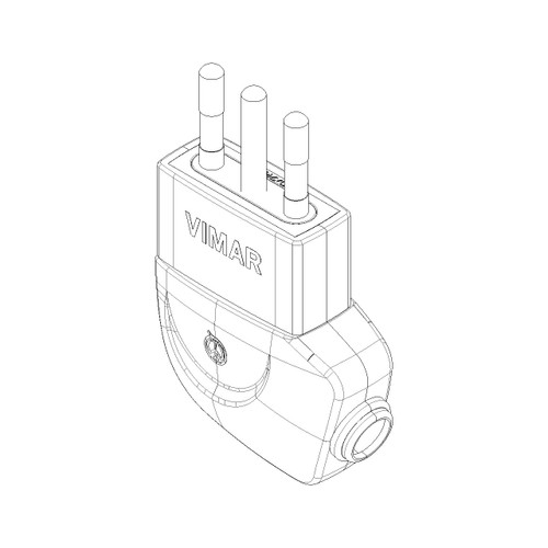Vimar Supernova S11 2P+E 90 Degree Italian Plug, 10A, 250V, IP20, Screw Terminal