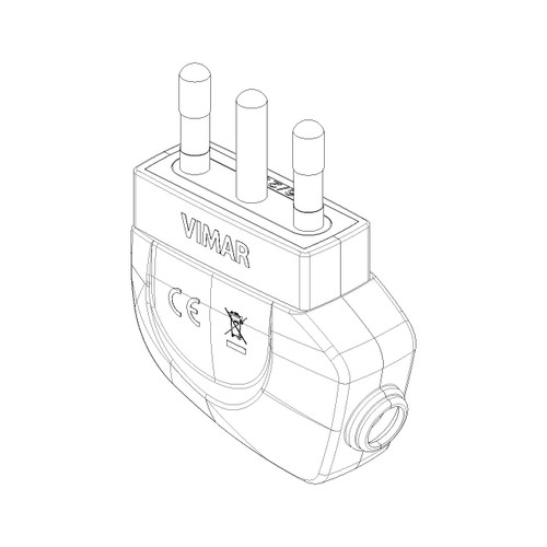 Vimar Supernova S17 2P+E 90 Degree Plug, 16A, 250V, IP20, Screw Terminal
