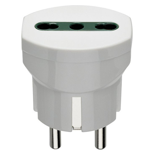 Vimar Sicury German/French to Italian Plug Adapter, 2P+E, 250V, 16A, 1500W, P17/11 Socket