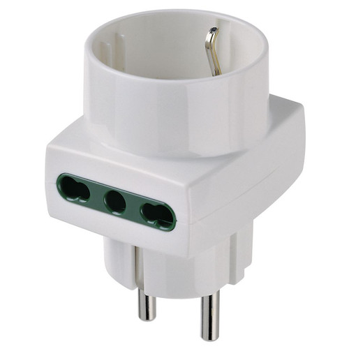 Vimar SICURY S31 Multiway Plug Adapter, German/French Plug, 2x P17/11 and 1x P30 Italian Sockets, 250V, 16A, 1500W