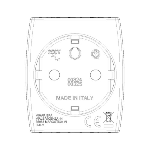 Vimar SICURY S31 Multiway Plug Adapter, German/French Plug, 2x P17/11 and 1x P30 Italian Sockets, 250V, 16A, 1500W