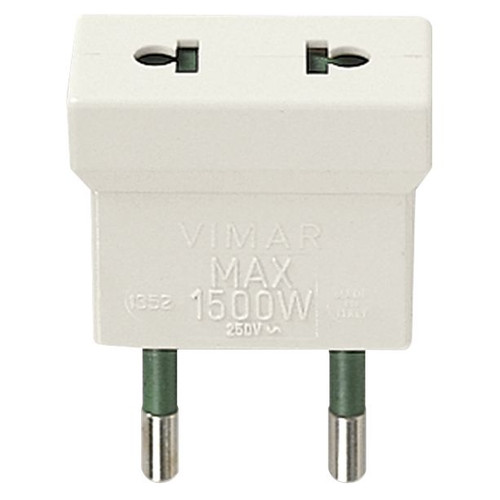 Vimar S10 Plug Adaptor, Italian Plug to USA+EU Outlet, 250V, 10A, 1500W