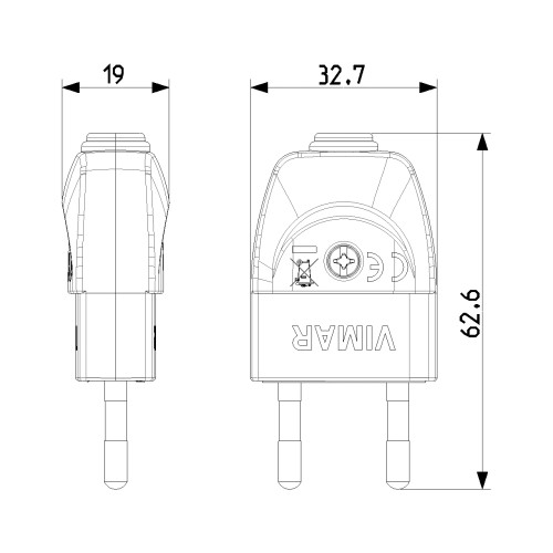 Vimar Supernova Series 2P 10A S10 Axial Plug, 250V, SICURY - Apollo Lighting