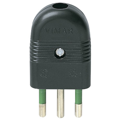 Vimar Mille 2P+E 10A Axial Plug, Italian Standard S11, 250V, IP20