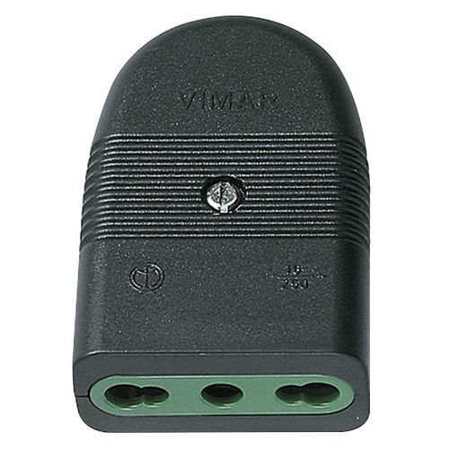 Vimar - Mille Series - 2P+E 16A P17/11 Italian Axial Outlet - 16A, 250V, Black - Apollo Lighting